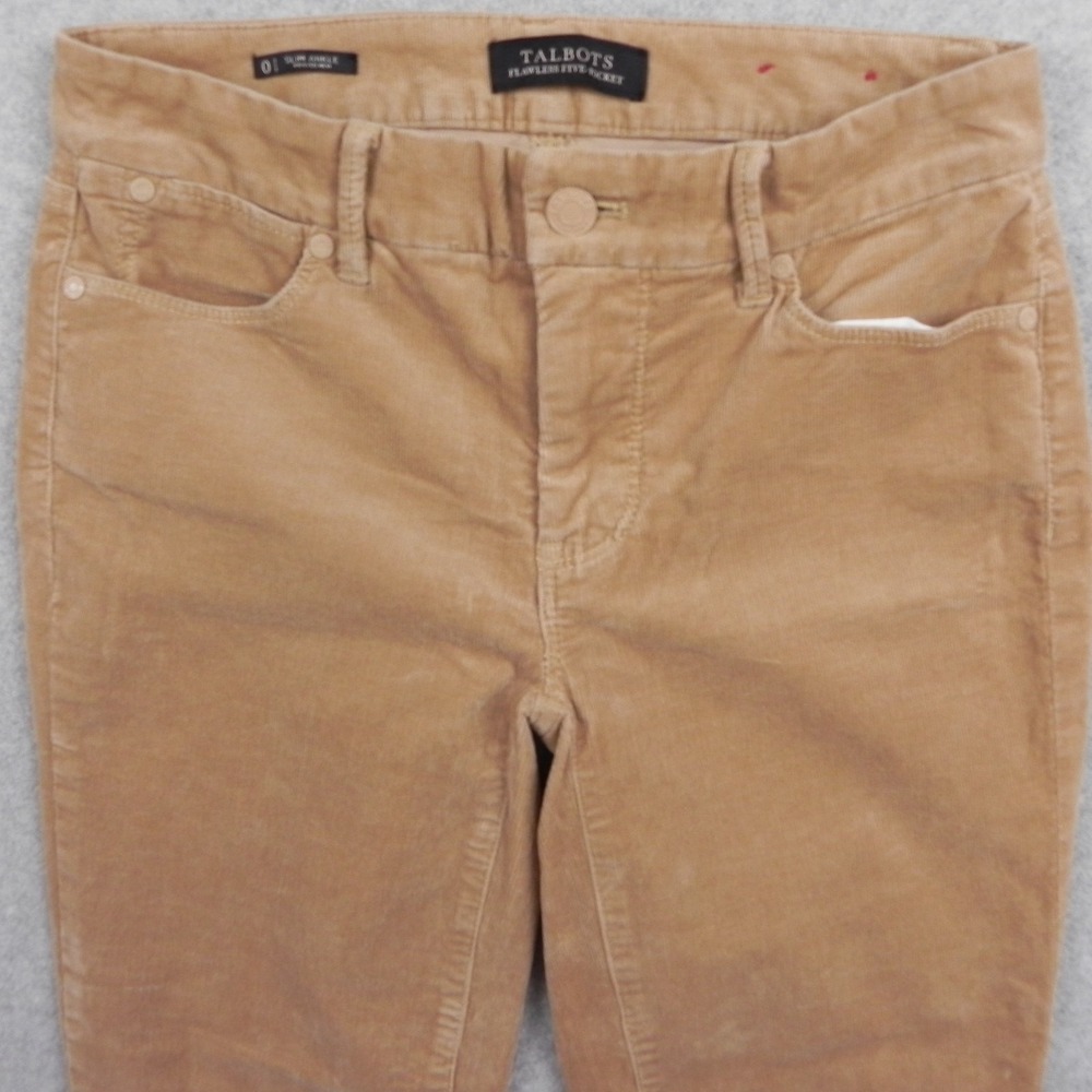 Talbots Jeans Womens 0 Slim Ankle Frayed Hem Flawless Five-Pocket Corduroy Pants - Picture 2 of 12